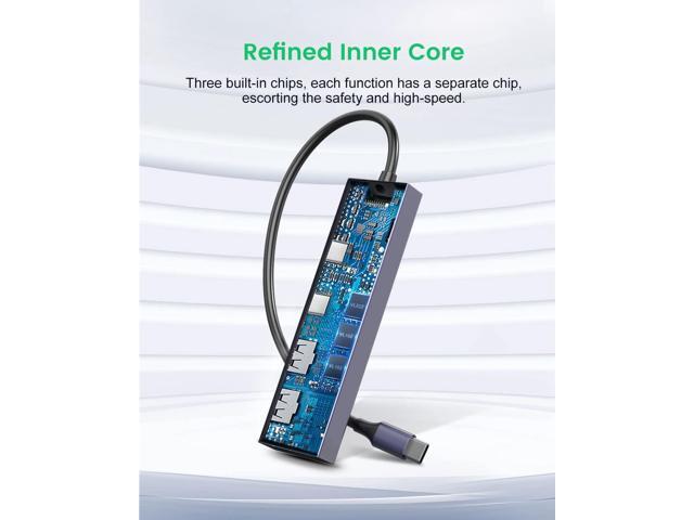 USB C Hub, 4 Port 10Gbps USB C to USB Adapter USB 3.1 Hub GEN2, USB C Splitter Thunderbolt 3 Compatible, PD100W Powered USB C Hub, USB-C Hub for...