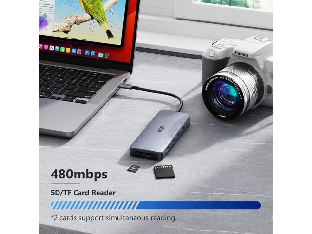 USB C Hub, ICZI 11 in 1 USB Hub 4K HDMI Adapter, USB C Laptop Docking Station with Audio/AUX, 100W PD, VGA, Ethernet, 4 USB Ports, SD/TF, USB C...
