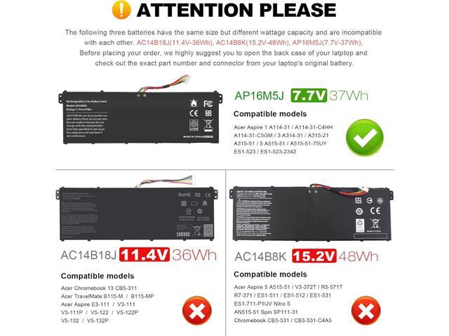 Fancy Buying AP16M5J Laptop Battery for Acer Aspire 1 A114-31 A114-32 Aspire 3 A314-31 A314-32 A314-41 A315-21 A315-21G A315-22 A315-31 A315-32...