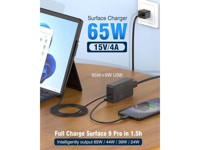 Surface Pro Charger 65W, for Microsoft Surface Pro 9/8/7+/7/6/5/4/3/X, Windows Surface Laptop 5/4/3/2/1/Studio, Laptop Go 2/1, Surface Book 3/2/1,...