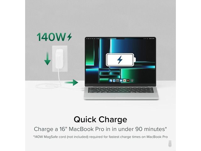 Plugable 140W USB C Charger, GaN Wall Charger for Laptop, PD 3.1 (EPR) Power Adapter, Compatible with MacBook Pro, MacBook Air iPad Pro, Surface...