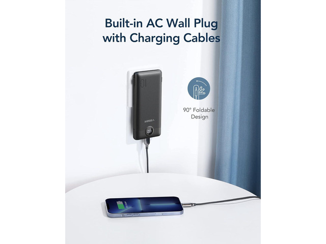 VEGER Portable Charger for iPhone Built in Cables and Wall Plug, 10000mah Slim Fast Charging USB C Power Bank, Travel Essential Battery Pack...