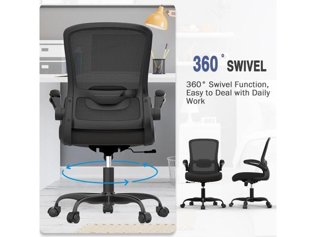 Mimoglad Ergonomic Office Chair - BIFMA Certified, Flip-up Armrests & 135° Recline, Adjustable Lumbar Support - Space-Saving Task Chair for...