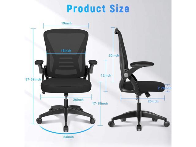 naspaluro Ergonomic Office Chair, Mid Back Desk Chairs with Adjustable Height, Swivel Chair with Flip-Up Arms and Lumbar Support, Breathable Mesh...
