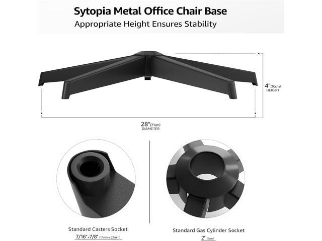 Sytopia 28'' Heavy Duty Office Desk Chair Base Replacement with Worldwide Metal Legs (2400Lbs), Chair Bottom Parts, Universal Gas Cylinder and...