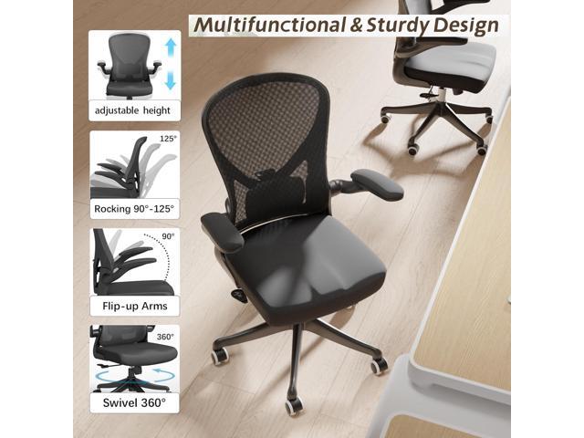 Ergonomic Office Chair, Home Desk Office Chair with Adjustable Flip-Armrest & Lumbar Support, Computer Chair with Thickened Cushion Desk Chairs,...