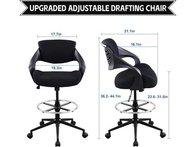 Ergonomic Drafting Chair,Standing Computer Desk Chair,Foot Ring,Lumbar Support,Swivel Task Chair-Black