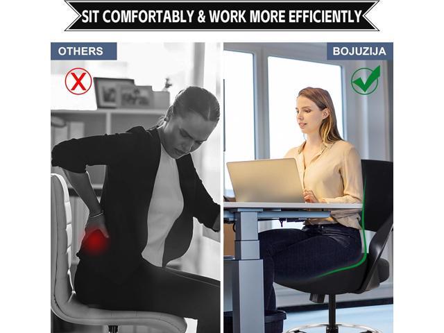 Ergonomic Drafting Chair,Standing Computer Desk Chair,Foot Ring,Lumbar Support,Swivel Task Chair-Black
