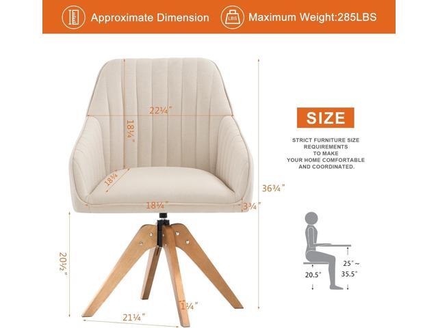 Furniliving Mid Century Modern Swivel Accent Chair for Living Room, Wood Desk Chair with Arms Mid Back Arm Chairs Upholstered Vanity Chair No...