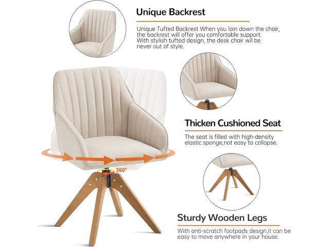 Furniliving Mid Century Modern Swivel Accent Chair for Living Room, Wood Desk Chair with Arms Mid Back Arm Chairs Upholstered Vanity Chair No...