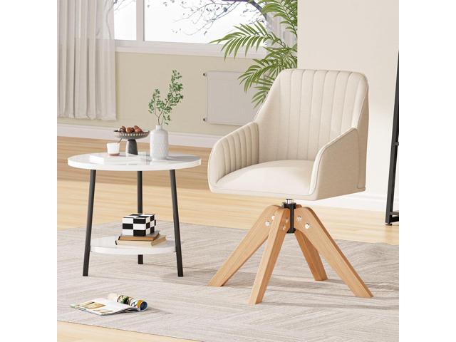 Furniliving Mid Century Modern Swivel Accent Chair for Living Room, Wood Desk Chair with Arms Mid Back Arm Chairs Upholstered Vanity Chair No...