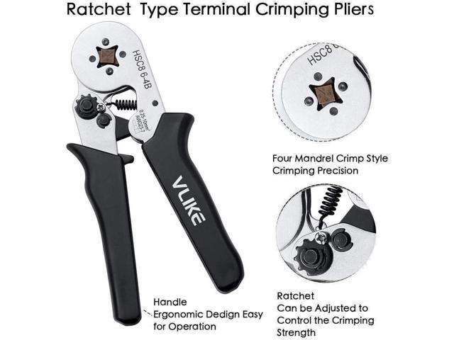 Ferrule Crimping Tool, VLIKE Wire Crimper Pliers with 1200 Terminal Ferrules Tinned Copper Ferrule Connector Sleeves for Stripper Wiring Projects