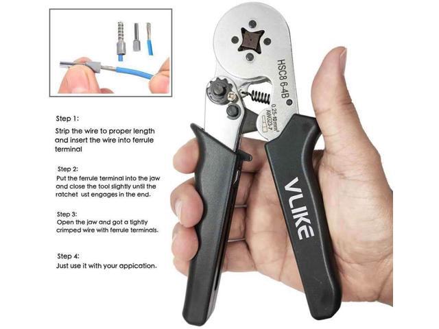 Ferrule Crimping Tool, VLIKE Wire Crimper Pliers with 1200 Terminal Ferrules Tinned Copper Ferrule Connector Sleeves for Stripper Wiring Projects