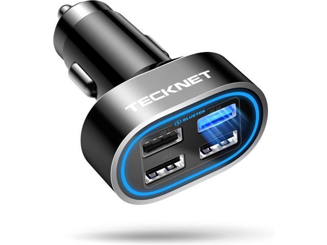 TECKNET USB Car Charger 54W 4-Port Car Phone Charger Adapter QC 3.0 Port Cigarette Lighter Charger Fast Charging Adapter Compatible with iPhone 15...