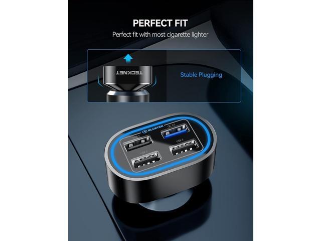 TECKNET USB Car Charger 54W 4-Port Car Phone Charger Adapter QC 3.0 Port Cigarette Lighter Charger Fast Charging Adapter Compatible with iPhone 15...