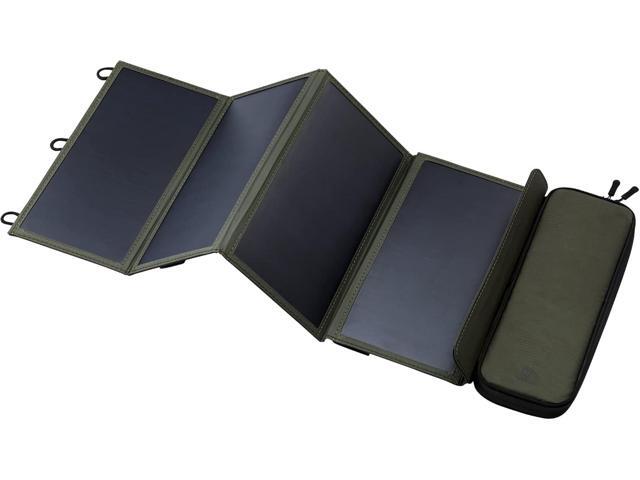 ELECOM NESTOUT Portable Solar Panel, Dual USB-A Ports, 28W Power Generation Charger for Phone Camping, Durable Water-Resistant Ripstop Nylon,...