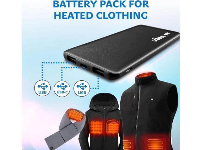 Vida IT Slim 5V 2A Power Bank for Heated Vest Rechargeable Heated Jacket Battery Pack Pocket Size Thin 5000mAh Portable USB Charger for Heated...