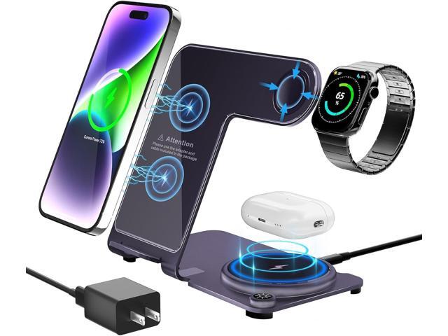 Wireless Charger, Aluminum Alloy 3 in 1 Wireless Charging Station for Apple iPhone/iWatch/Airpods,iPhone15 14,13,12,11 (Pro,...