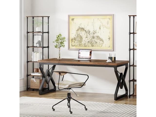 Tribesigns 63 Inch Executive Desk, Large Office Computer Desk with Extra Thick Wooden Tabletop and Metal Frame, Modern Simple Workstation Writing...