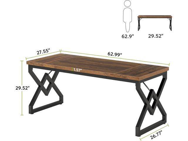 Tribesigns 63 Inch Executive Desk, Large Office Computer Desk with Extra Thick Wooden Tabletop and Metal Frame, Modern Simple Workstation Writing...