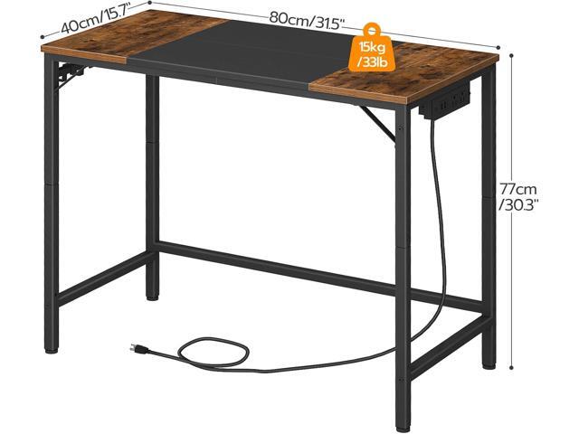 HOOBRO Computer Desk, Home Office Desk with Power Outlet, Modern Study Writing Desk with 3 Hooks for Study Room, Home Office, Sturdy and Stable,...