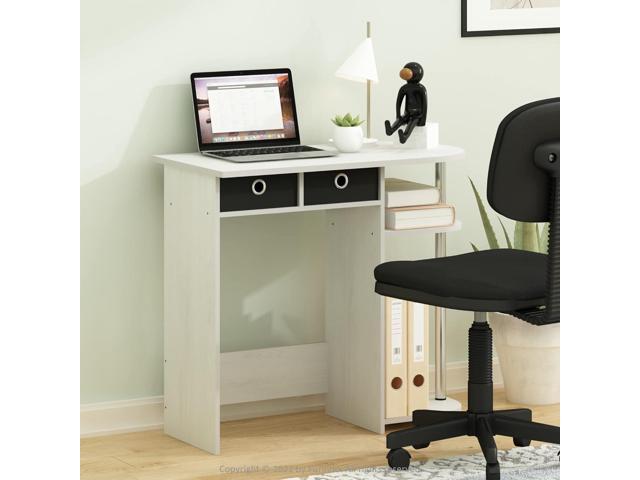 Furinno Go Green Home Laptop Notebook Computer Desk/Table with 2 Drawer Bins, White Oak/Chrome