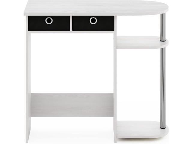Furinno Go Green Home Laptop Notebook Computer Desk/Table with 2 Drawer Bins, White Oak/Chrome