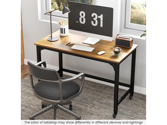 COSTWAY 48 Mobile Computer Desk, Home Office Desk on Wheels, Simple Study Writing Table with 4 Lockable Wheels, Metal Frame, Rolling Laptop PC...