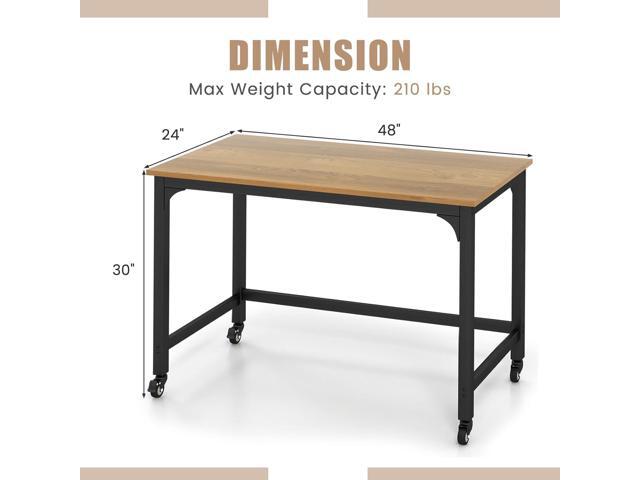 COSTWAY 48 Mobile Computer Desk, Home Office Desk on Wheels, Simple Study Writing Table with 4 Lockable Wheels, Metal Frame, Rolling Laptop PC...