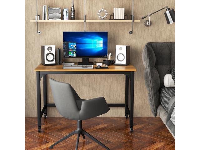 COSTWAY 48 Mobile Computer Desk, Home Office Desk on Wheels, Simple Study Writing Table with 4 Lockable Wheels, Metal Frame, Rolling Laptop PC...