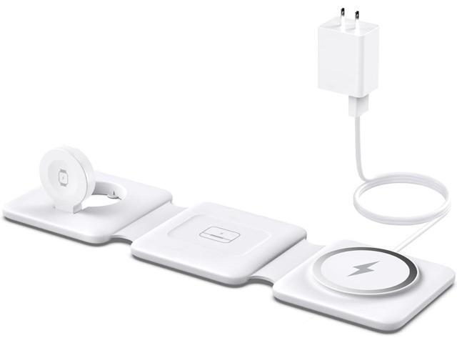 Charging Station for Apple Multiple Devices - 3 in 1 Foldable Magnetic Wireless Charger Dock - Travel Charging Pad for iPhone 15 14 13 12 Pro Max...