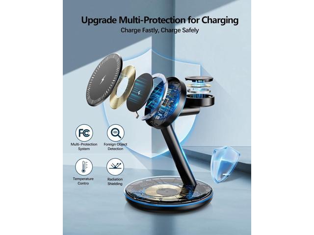 3 in 1 Charging Station for Apple Devices 18W Fast Mag-Safe Charger Stand Magnetic Wireless Charger Station for iPhone 15 14 13 12 Pro/Pro...