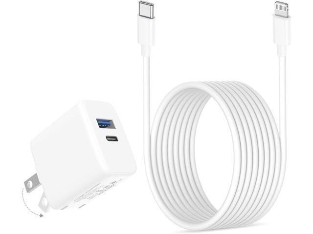 20W Dual Port Fast Charger for iPad 9th 8th 7th 6th 5th Generation 10.2 inch, iPad Air 3/2, iPad mini 5/4/3, Foldable Wall Charger with 6.6ft USB-C...