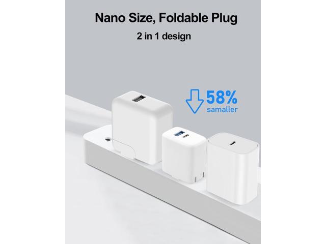 20W Dual Port Fast Charger for iPad 9th 8th 7th Generation 10.2 inch, iPad Air 3/2, iPad Mini 5, Foldable Wall Charger with 6.6ft USB-C to...