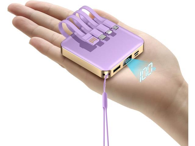 Portable Charger 12000mAh with Built-in Cables,22.5W Fast Charging Power Bank,USB C Input/Output,Smart LED Display,Compact External Battery for...