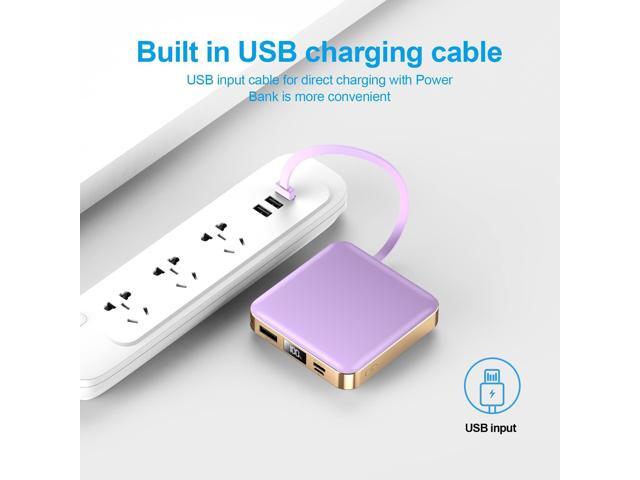 Portable Charger 12000mAh with Built-in Cables,22.5W Fast Charging Power Bank,USB C Input/Output,Smart LED Display,Compact External Battery for...