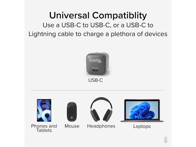 Plugable GaN USB C Charger Block, 30W Portable Charger, Foldable Prongs, PPS Fast Charger for iPhone 16/16 Pro/16 Pro Max, iPad Pro, Samsung Galaxy...