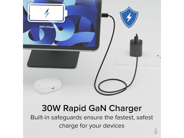 Plugable GaN USB C Charger Block, 30W Portable Charger, Foldable Prongs, PPS Fast Charger for iPhone 16/16 Pro/16 Pro Max, iPad Pro, Samsung Galaxy...