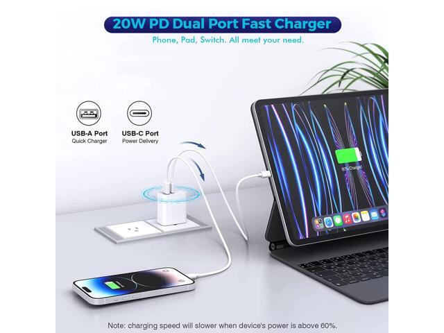 iPhone 15 Charger Block, 2Pack 20W Dual Port PD Fast USB C Wall Charger Adapter + USB A Quick Charging Brick Plug Compatible with iPhone...