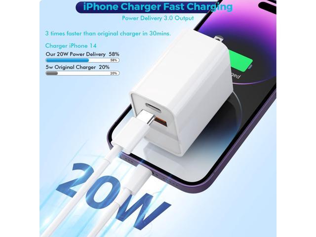 iPhone 15 Charger Block, 2Pack 20W Dual Port PD Fast USB C Wall Charger Adapter + USB A Quick Charging Brick Plug Compatible with iPhone...