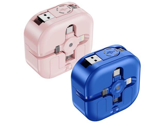 Multi Charging Cable 4.5A [4Ft/2Pack] Fast Cord Retractable USB 3 in 1 Charger with Lightning/Type C/Micro Ports for Cell Phones,Samsung...