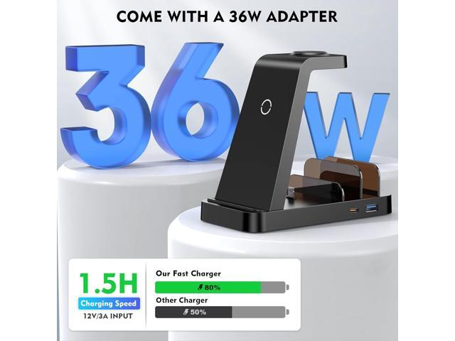 Wireless Charger for iPhone - 5 in 1 Charging Station for Multiple Devices Apple: Fast Wireless Charging Stand Dock for iPhone 14 13 12 Pro Max...