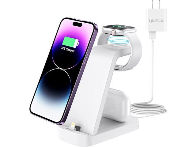 3 in 1 Charging Station for iPhone, Fast Charging Dock Stand Apple Watch Charger Ultra/Ultra2/9/8/7/6/SE/5/4/3/2, for iPhone...