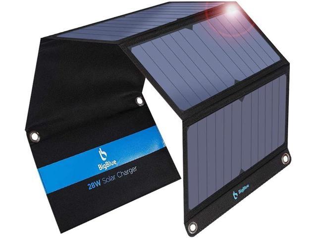 [Upgraded] BigBlue 3 USB Ports 28W Solar Charger(5V/4.8A Max), Portable SunPower Solar Panel for Camping, IPX4 Waterproof, Compatible with iPhone...