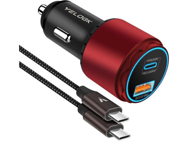 VELOGK Super Fast Type C Car Charger [73W Turbo], Metal Adaptive 55W 45W PPS/PD & QC3.0 USB C Car Adapter[Super Fast Charging 2.0] for Samsung S23...
