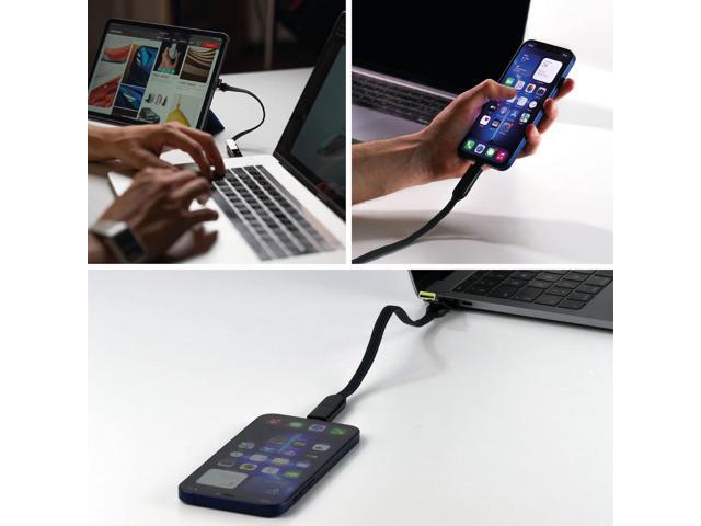 Rolling Square inCharge XL 6-in-1 Multi Charging Cable, Portable USB and USB-C Cable with 100W Ultra-Fast Charging Power, 1 Ft/0.3m, Glacier White