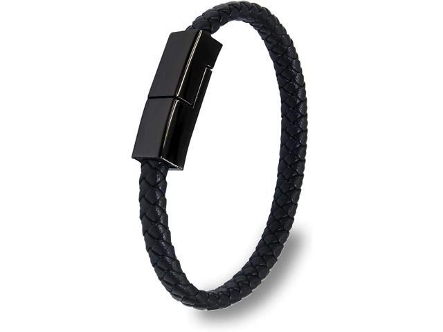 Leather Bracelet Charger USB Charging Cable Braided Cords USB Portable Travel Charger for Mens Womens Compatible withiPhone 14/13/12/11 pro XS...