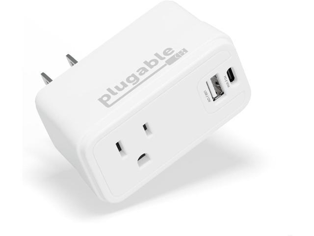 Plugable Wall Outlet Extender with 1x USB-C and 1x USB, 32W USB C Charger Block, USBC Fast Charger for iPhone 13/14, Travel, Home, Office, Cruise Ship