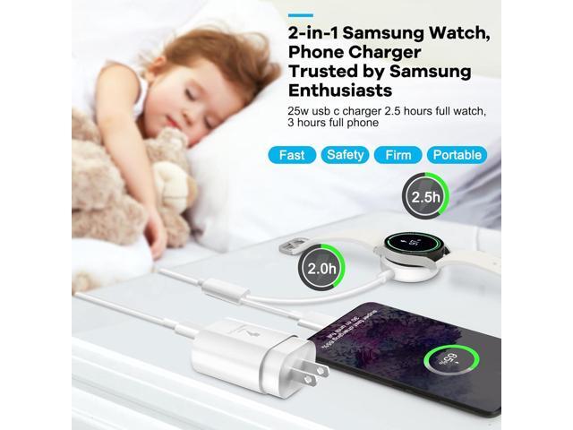 25W USB C Charger, 2 in 1 Watch Charger Compatible for Samsung Galaxy Watch 7/6/6 Classic/5 Pro/5/4/3/Active2/1 and Galaxy S24 Ultra/S23/22/21...