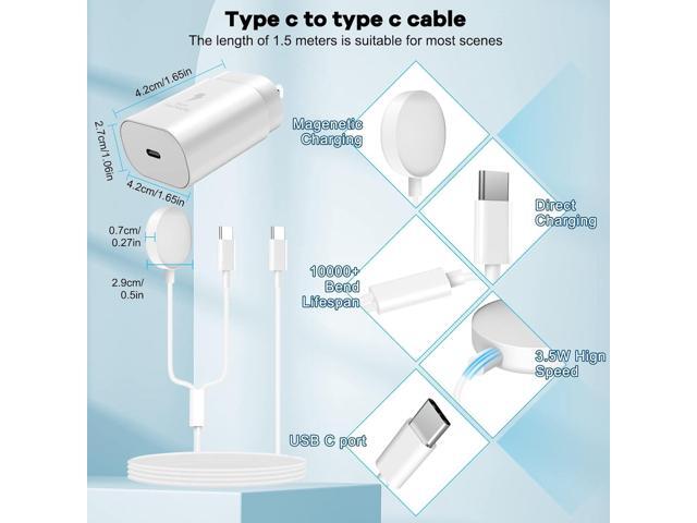 25W USB C Charger, 2 in 1 Watch Charger Compatible for Samsung Galaxy Watch 7/6/6 Classic/5 Pro/5/4/3/Active2/1 and Galaxy S24 Ultra/S23/22/21...